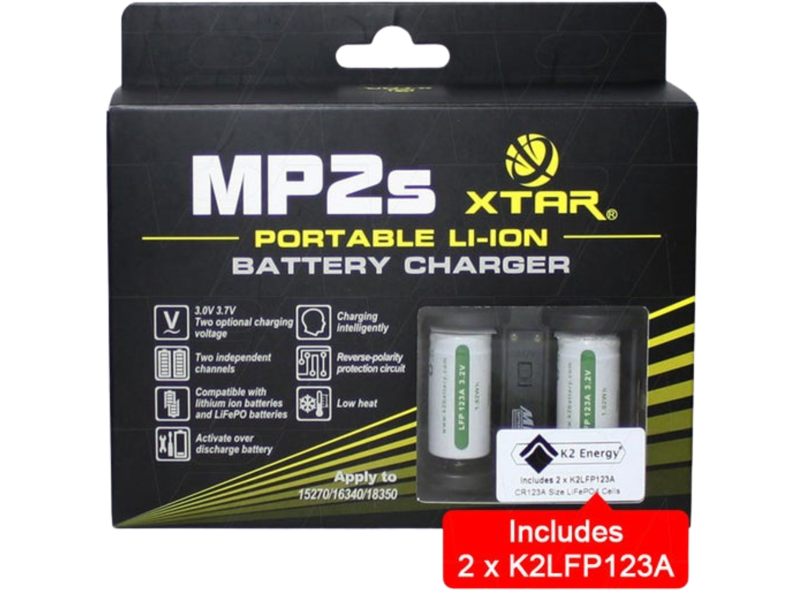 XTAR MP2S-K2 portable LI-ION battery charger - batteries included ...