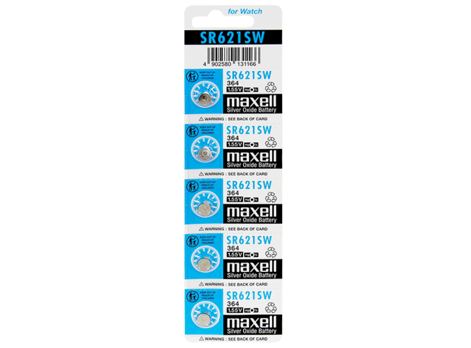 thumbnail image 2 of 10-Pack Maxell 379 Silver Oxide Batteries (SR521SW, 1.55V) – 0% Mercury, Made In Japan 2 of 4